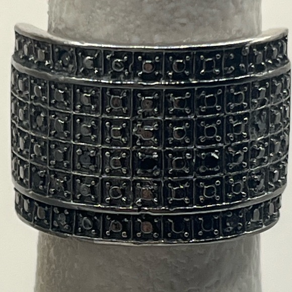 Wide Black Pave Statement Ring – Size 7.5 - Picture 1 of 3